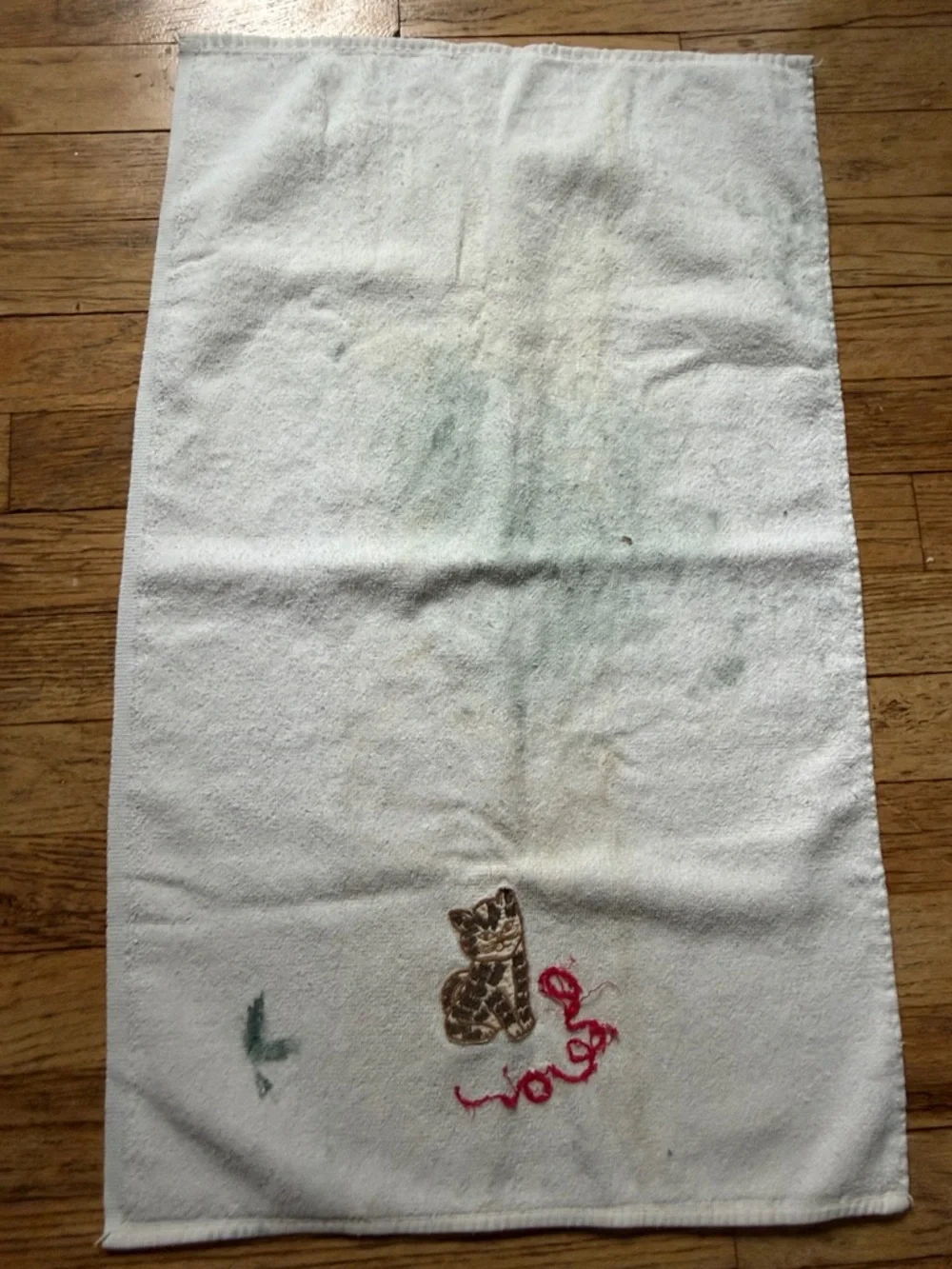 Vintage Cat Applique Rag Towel